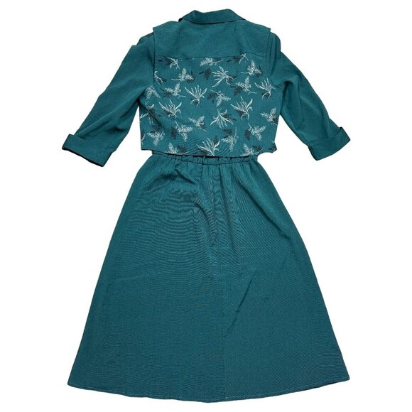 Miss Dorby Womens Size 10 Green 2 Pc Set Collared Vest Dress Padded Shoulders - Picture 8 of 16